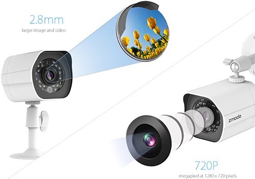 Камеры видеокомплекта "Zmodo PoE 2" имеют матрицы на 1 Мп, что обеспечивает прекрасное качество снимаемого видео (нажмите на изображение, чтобы увеличить)