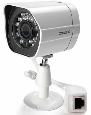 Камеры из видеокомплекта "Zmodo PoE 2" соединяются с регистратором посредством сетевого кабеля через разъем RJ45, что обеспечивает высокую надежность связи